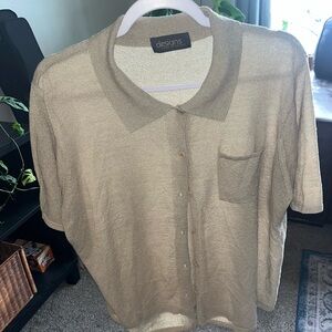 Lane Bryant Casual Tan Button Down Shirt
